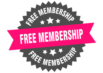 free membership. free membership round pink label isolated on transparent background
