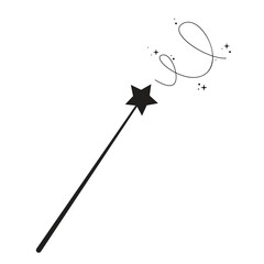 Magic wand with star. Vector illustration isolated on white background