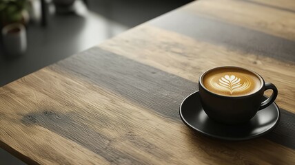 ラテアートが描かれたホットコーヒー