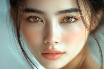 Fototapeta premium Beautiful asian model posing with perfect skin and makeup