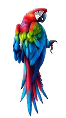 Obraz premium Detailed Illustration of a Colorful Parrot on a Transparent Background