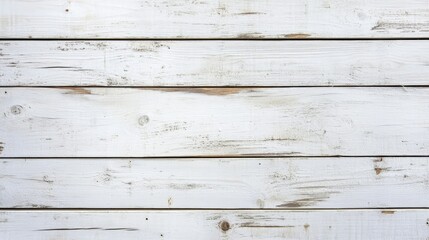 Obraz premium A close-up view of weathered white wooden planks arranged horizontally. showcasing their rustic texture. ideal for backgrounds in design projects or home decor themes