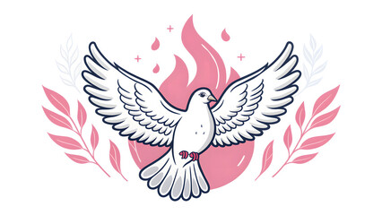 Obraz premium Peaceful Dove with Wings Vector Illustration pentecost