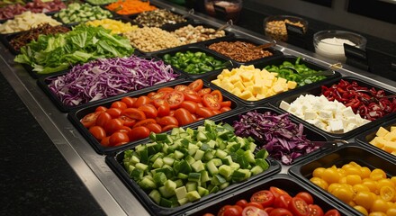 彩り豊か野菜のサラダバー新鮮な彩り輝く