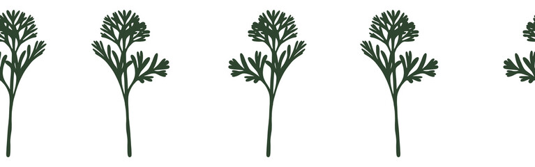 Leaves border on a white background. Hand-drawn illustration. Perfect for spring and summer.	