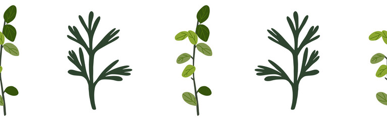  Leaves border on a white background. Hand-drawn illustration. Perfect for spring and summer.