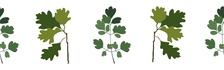  Leaves border on a white background. Hand-drawn illustration. Perfect for spring and summer.