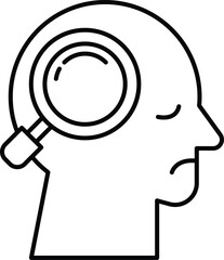 head with a magnifying glass on it