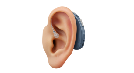 Isolated Hearing Aid Device on Human Ear