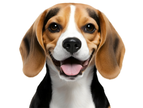 Happy Beagle Dog Photo Isolated on a Transparent Background Smiling Pet