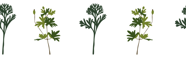 Fototapeta premium Leaves border on a white background. Hand-drawn illustration. Perfect for spring and summer.