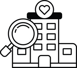 building with a magnifying glass on it