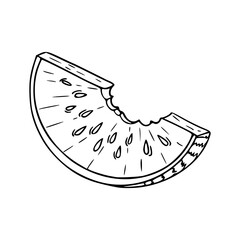 bitten watermelon slice outline vector