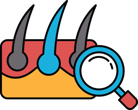 hair follicles with magnifying glass, colorful clip art preview