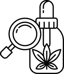 bottle of cannabis oil is shown with a magnifying glass on top of it
