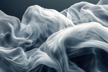 Obraz premium Abstract flowing white fabric waves with dark background creating a sense of movement and depth