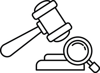 hammer is above a magnifying glass