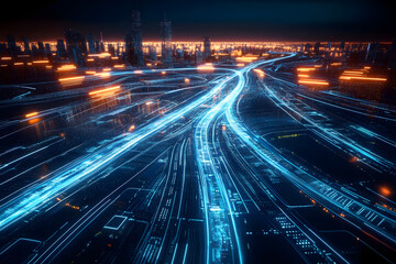 Ai generated illustration of IT roadmap modern technology and innovative processes, networking and big data