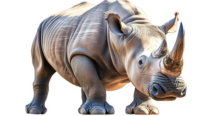 Fototapeta premium Isolated Rhino Illustration With White Background Showing Horn And Skin Detail