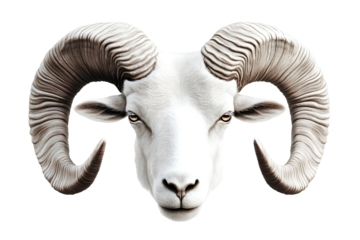 Isolated White Ram Portrait On Transparent Background Illustration