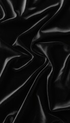 Obraz premium A close-up view of luxurious black satin fabric, showcasing its smooth texture and elegant drapes.