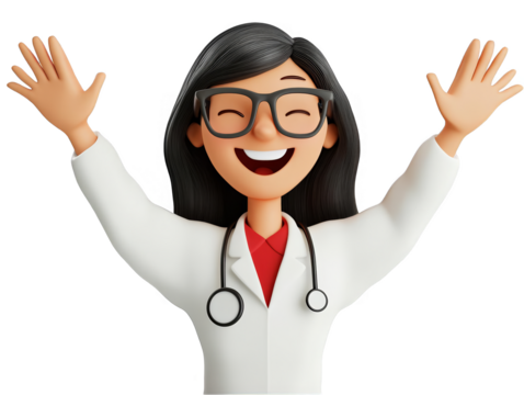 3D Illustration Of A Happy Smiling Doctor Wearing White Coat with Stethoscope