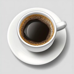 Fresh brewed coffee in a cup on saucer