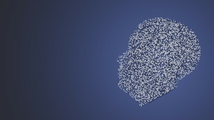 3D illustration of a dot in the shape of a human head on a blue background. © Nattapat