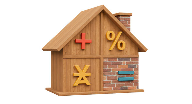 Isolated House Icon with Math Symbols