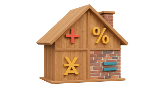 Isolated House Icon with Math Symbols