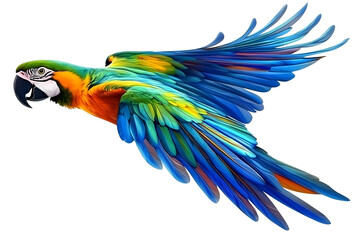 Fototapeta premium Realistic Illustration Of A Flying Colorful Parrot On Transparent Background