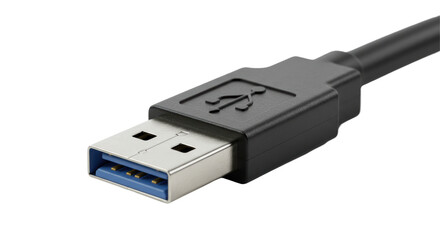 Isolated Close-up of Black USB 3.0 Connector