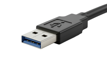 Isolated Close-up of Black USB 3.0 Connector