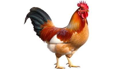 Fototapeta premium Realistic Photo Of A Colorful Rooster Isolated On Transparent Background