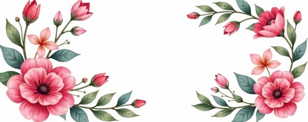 Loose watercolor style floral elements, ideal for whimsical projects , romantic, design elements