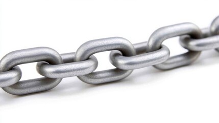 Obraz premium Close up of a Silver Metal Chain on White Background