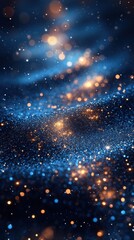 Obraz premium Abstract Blue Cosmic Background: Mystical Stars, Shimmering Glitter, and Dreamy Bokeh