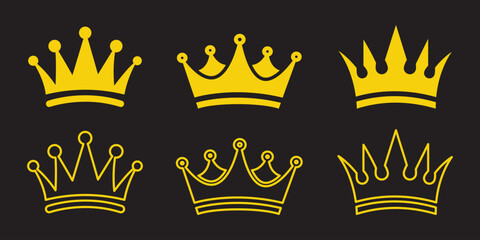 Crown vector, Queen icon vector, King’s crown icon vector, Vintage crown icon vector, Medieval crown icon vector, Gold crown icon vector design icon symbol. EPS 10.