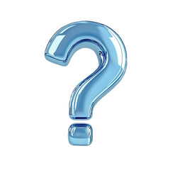 Naklejka premium 3D of a Shiny Blue Question Mark isolated on a white background