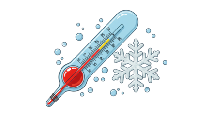 Isolated Thermometer with Snowflake Indicating Cold Temperature