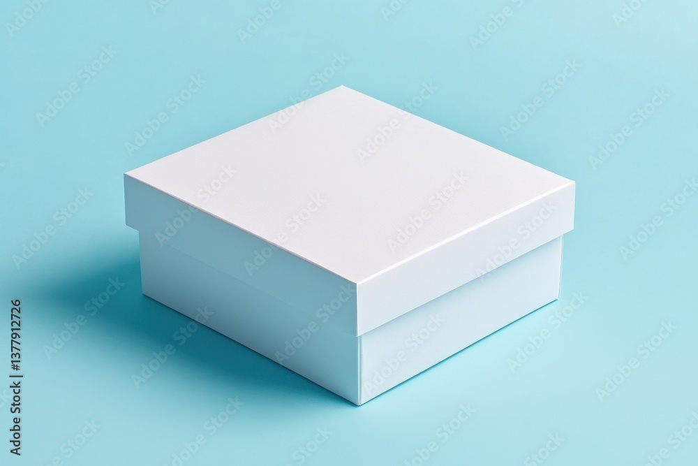 Aufkleber simple white gift box on a blue background displaying elegance and minimalism in design