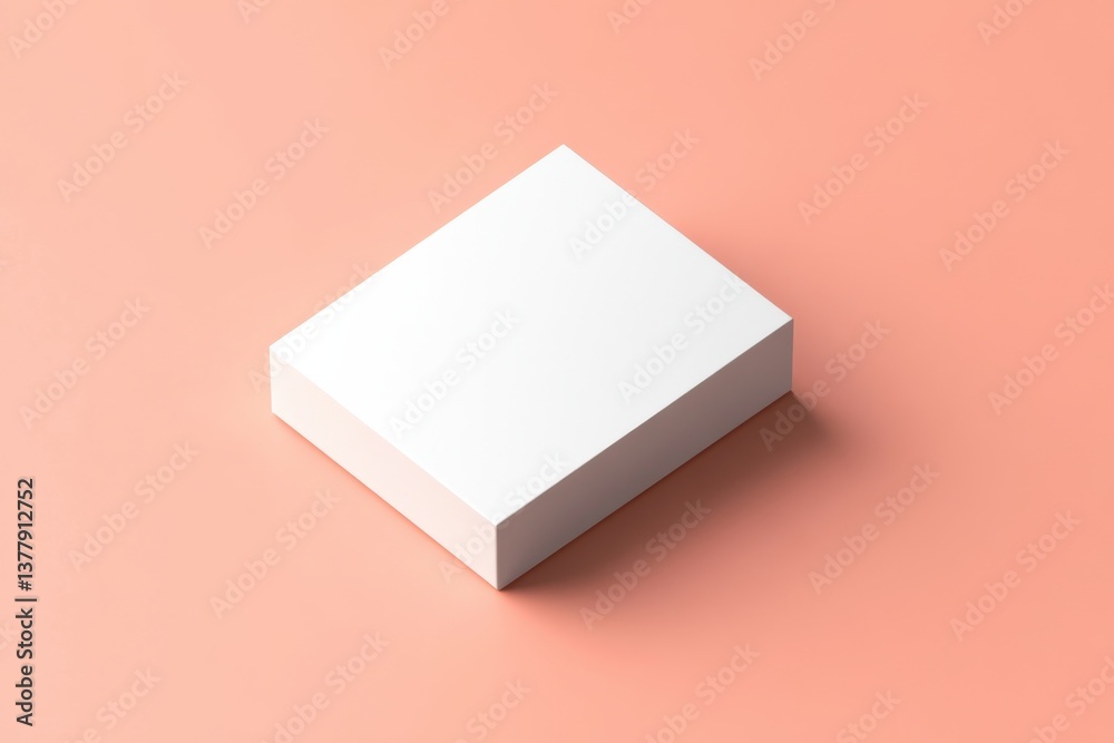 Aufkleber minimalist white packaging box on a peach background highlights simplicity and modern design in prod
