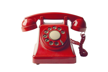 an old fashioned red telephone isolated on transparent background