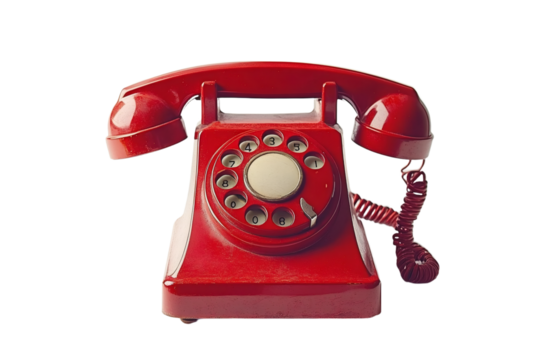 an old fashioned red telephone isolated on transparent background - Powered by Adobe