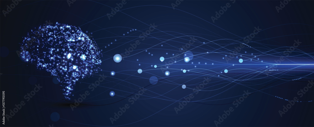 Fototapete neural network and data science technology background