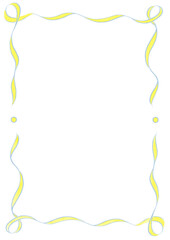 Light Blue & Yellow Wavy Ribbon Frame with Dots, wedding menu invitation border hand drawn baby shower a4 a5 a6 birthday engagement party, clown funfair style, bachelorette bachelor vintage retro wave