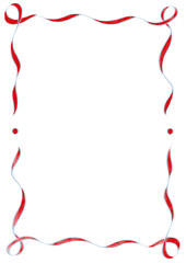 Light Blue & Red Wavy Ribbon Frame with Dots, wedding menu invitation boarder, hand drawn boy baby shower, birthday engagement party, clown funfair style, bachelorette bachelor boat vintage retro wave