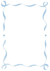 Light Blue Wavy Ribbon Frame with Dots wedding menu invitation border hand drawn baby shower decoration a4 a5 a6 birthday engagement pastel party funfair style bachelorette bachelor vintage retro