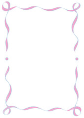 Light Pink & Blue Wavy Ribbon Frame with Dots, wedding menu invitation border, hand drawn girl baby shower, a4 birthday engagement party, bachelorette bachelor easter gender reveal vintage retro