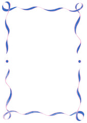 Light Pink & Bright Blue Wavy Ribbon Frame with Dots, wedding menu invitation border, hand drawn girl baby shower, birthday engagement party, bachelorette bachelor easter gender reveal vintage retro